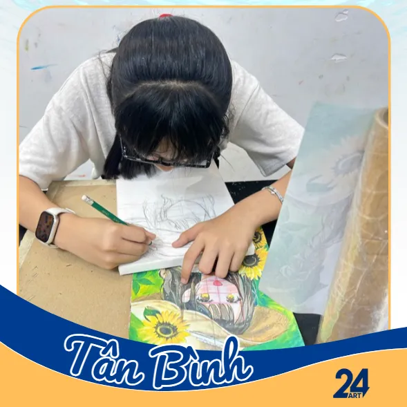 Young students and adults enthusiastically painting with oil pastels and acrylics in the classroom.